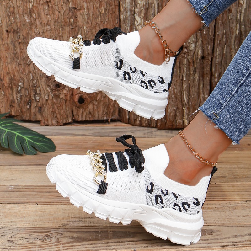 أحذية رياضية نسائية جديدة بتصم - مراجعة Knit Fabric Lace Up Sneakers وسعره