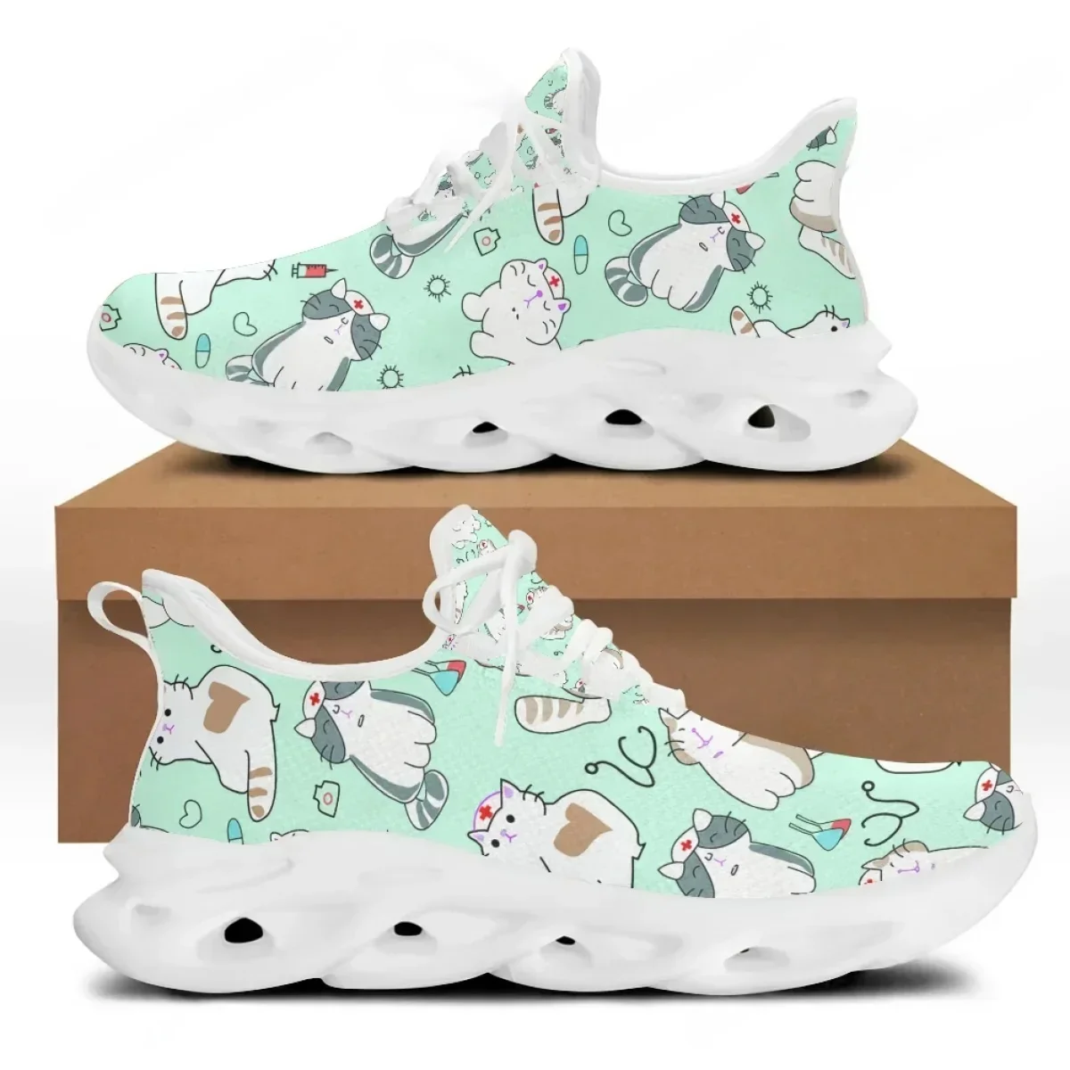 أحذية رياضية نسائية عصرية للصي - مراجعة Knit Fabric Lace Up Sneakers وسعره